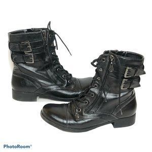 G By Guess Women's Sz 8.5M Black Combat Style Boot